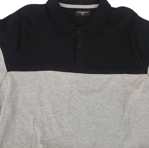 Interaffair 100% Cotton Color Block pullover 2 Button Collard Polo Size Large - Picture 6 of 7